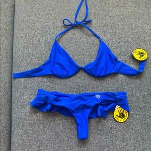 Super cute flirty Royal blue body glove Bikini!